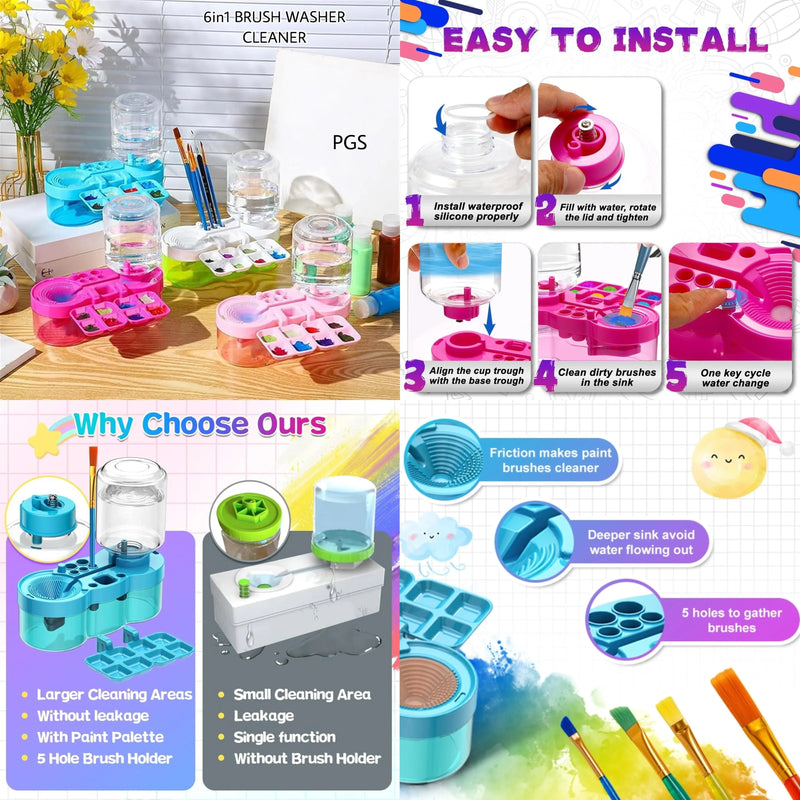 (BUY 1 GET 1 FREE) Automatic Brush Cleaner for Artists | Premium German 6-in-1 design