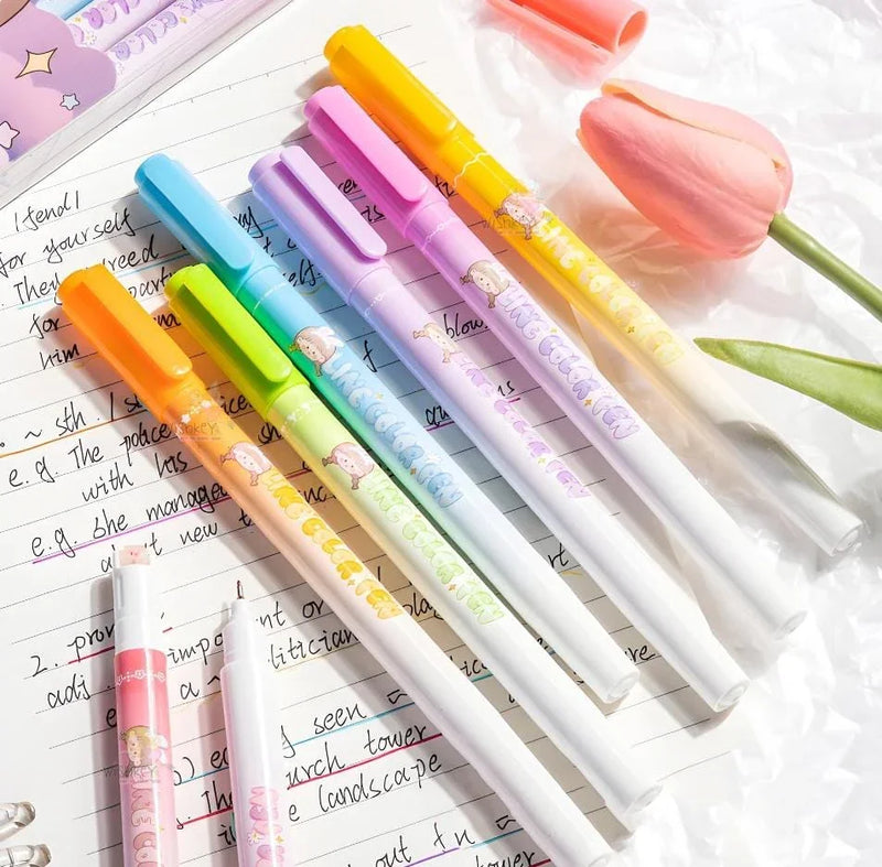 Dual Side Roller pen With color pen l pack of 8 pens