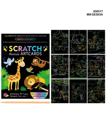 A5 Scratch Art Sheets – Pack of 9 Color-Reveal Designs for Kids & Crafts