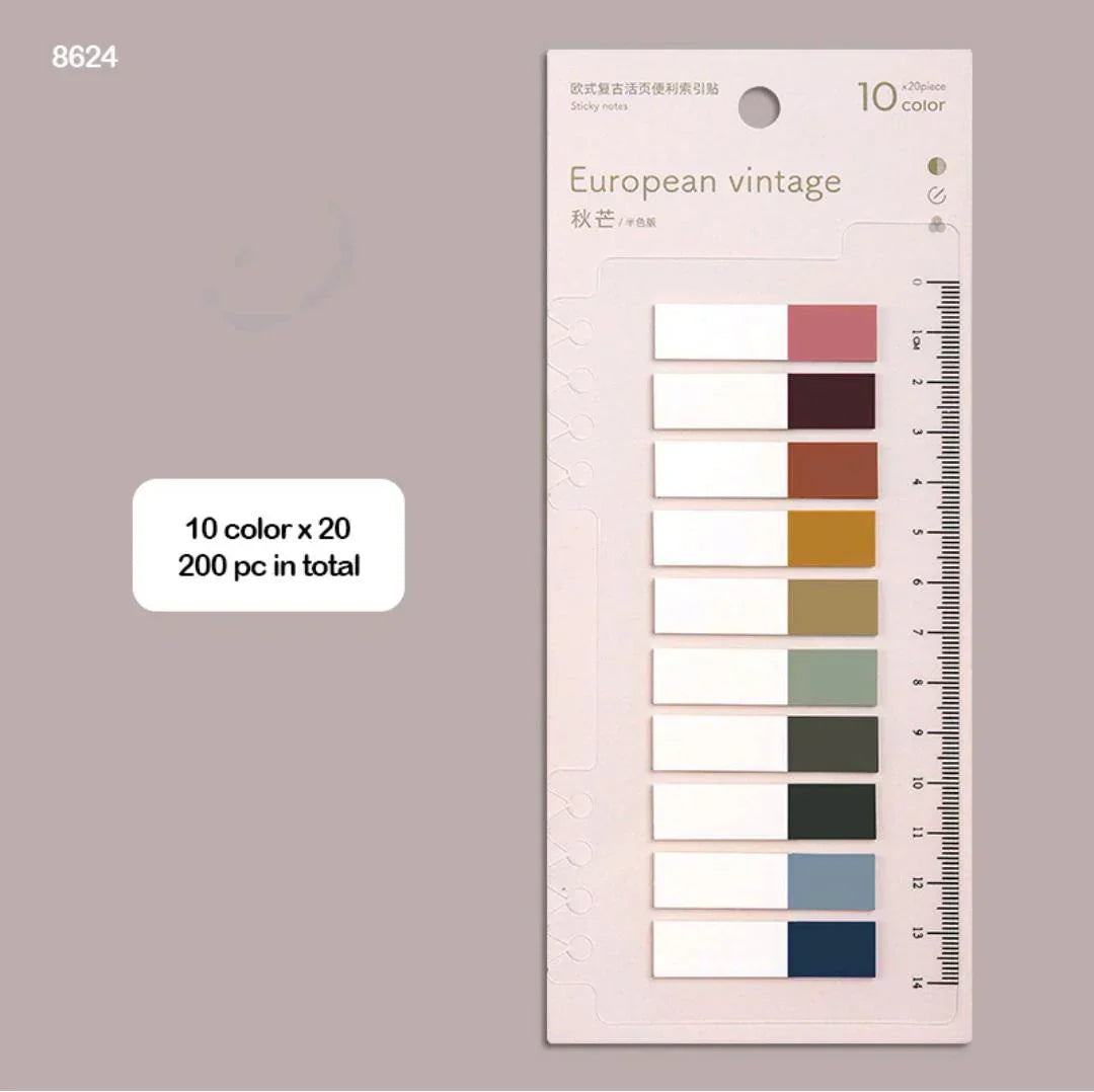 (Buy 1 Get 1 Free) Sticky Notes 10 Color 11x44mm European Vintage