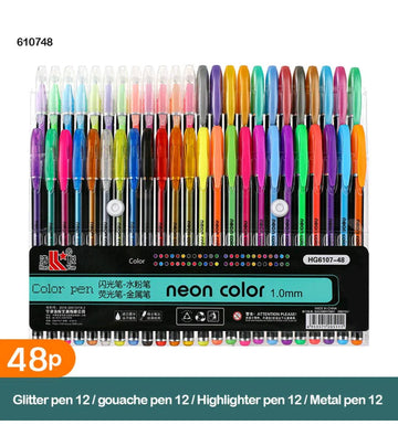 48 Neon Color Pens Set