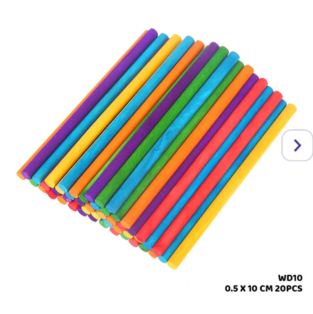 Colored Wooden Sticks  0.5 × 10 cm (20pcs) Pack of 1