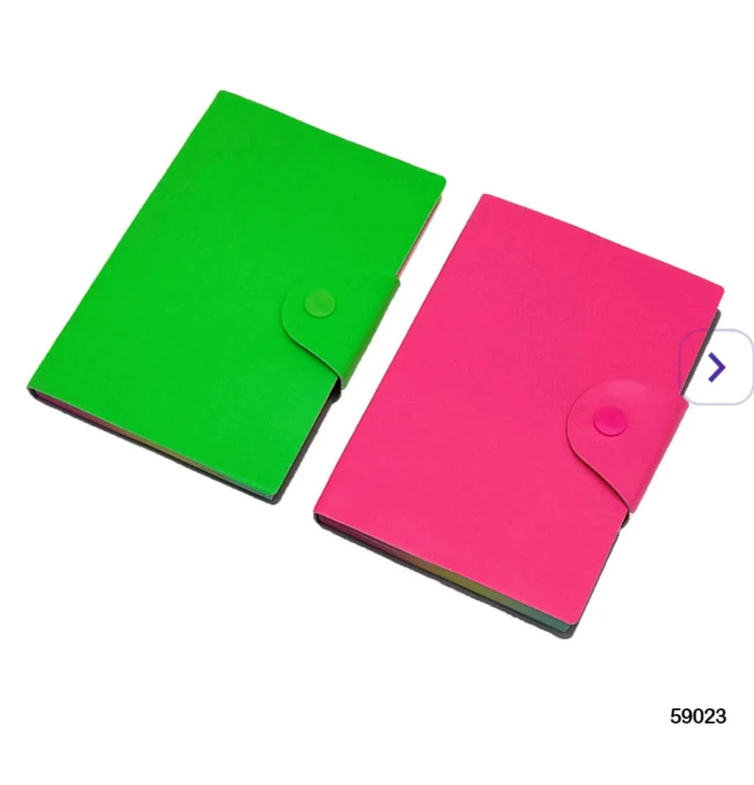Neon Color Snap-Closure Ruled Diary (Undated Journal) – A5 Size (19x13 cm) with PU Soft Cover