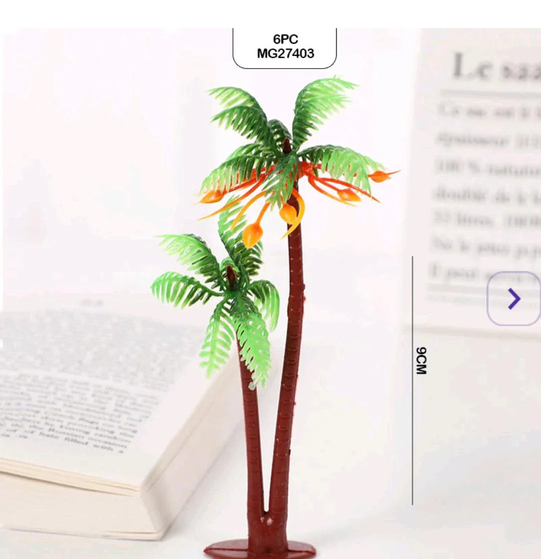 Realistic Miniature Palm Trees 9cm  l Pack of 1 contains 6 pcs
