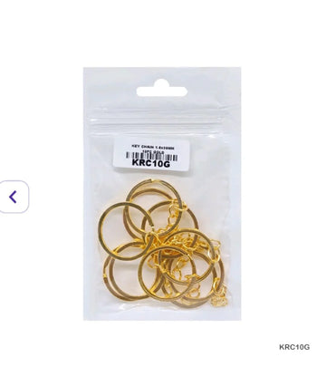 Krc10G Key Ring With Chain 10Pc Gold 1.6X30Mm