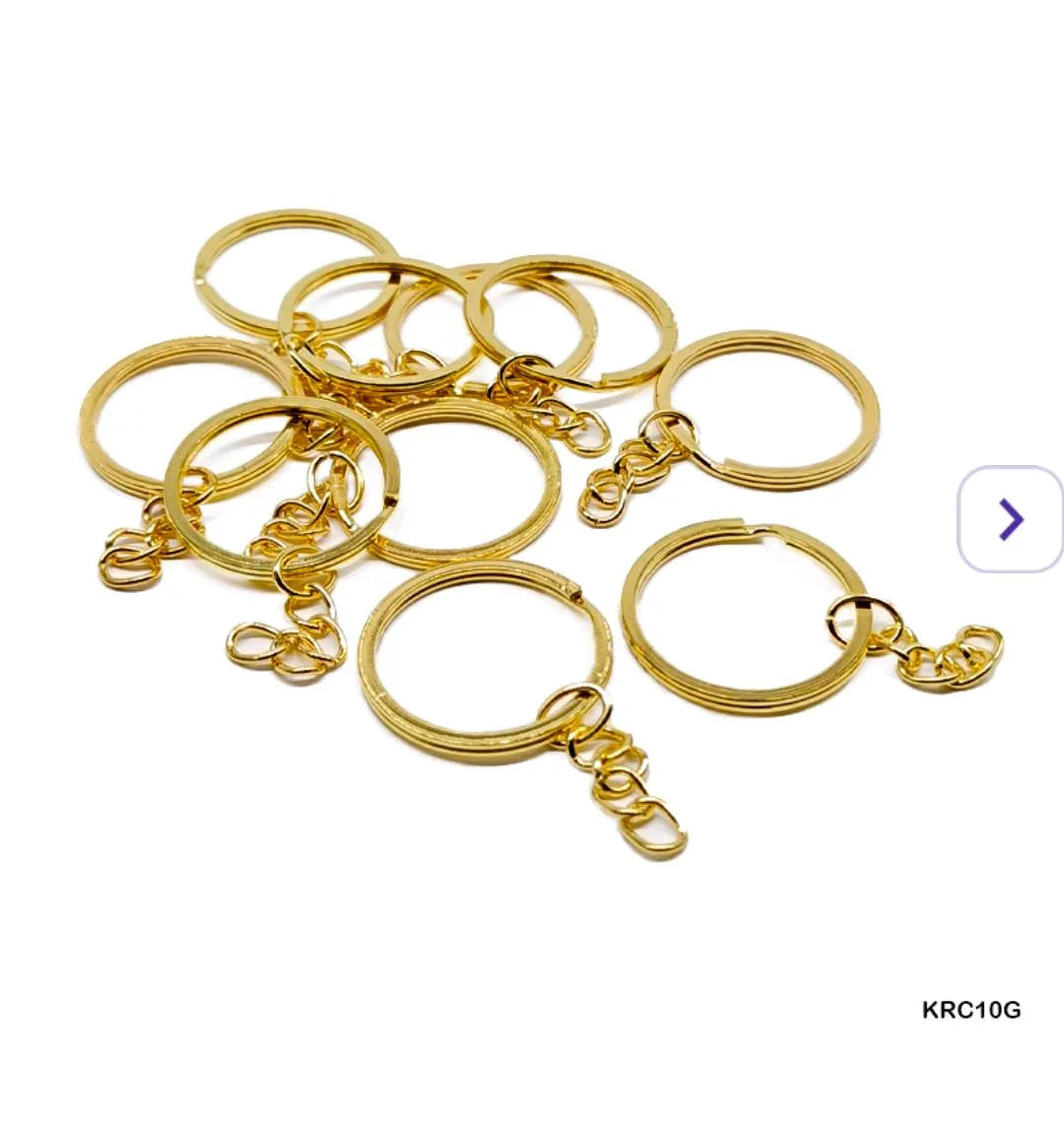 Krc10G Key Ring With Chain 10Pc Gold 1.6X30Mm