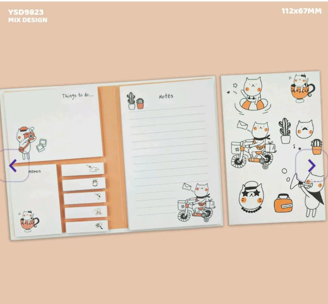 Cute Cartoon Print Sticky Planner (size: 112x67mm) pack of 1