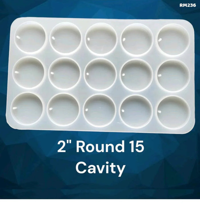 15 Cavity Round Silicone Keychain Mold (50mm)