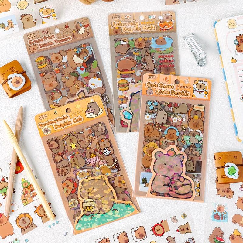 (Buy 1 Get 1 Free) Cute Capybara Pet stickers for Journaling and scrapbooking l Pack of 1 contains 6 sheets l 100x150mm