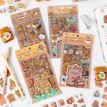 (Buy 1 Get 1 Free) Cute Capybara Pet stickers for Journaling and scrapbooking l Pack of 1 contains 6 sheets l 100x150mm