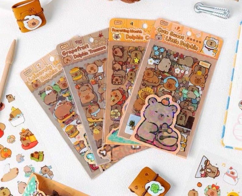 (Buy 1 Get 1 Free) Cute Capybara Pet stickers for Journaling and scrapbooking l Pack of 1 contains 6 sheets l 100x150mm