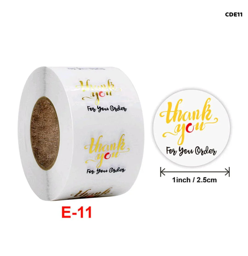 Thank you stickers & labels for Packaging (500 Sticker Roll of 1 Inch)
