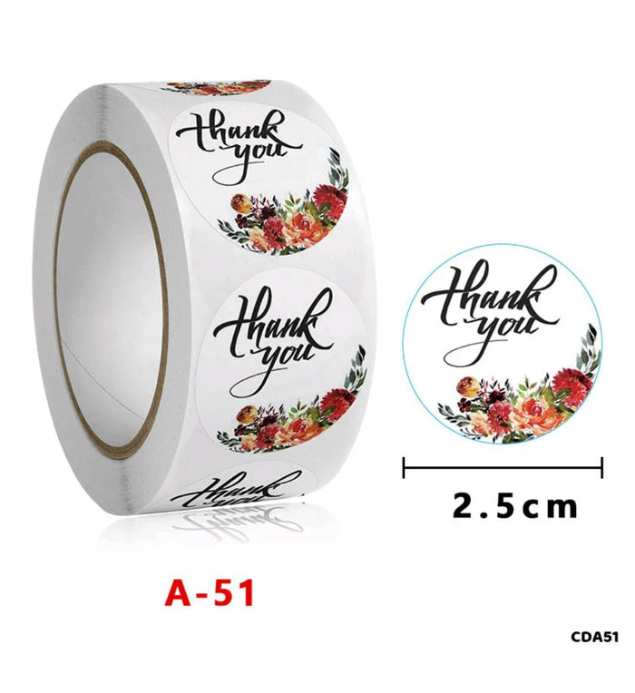 Thank you stickers & labels for Packaging (500 Sticker Roll of 1 Inch)