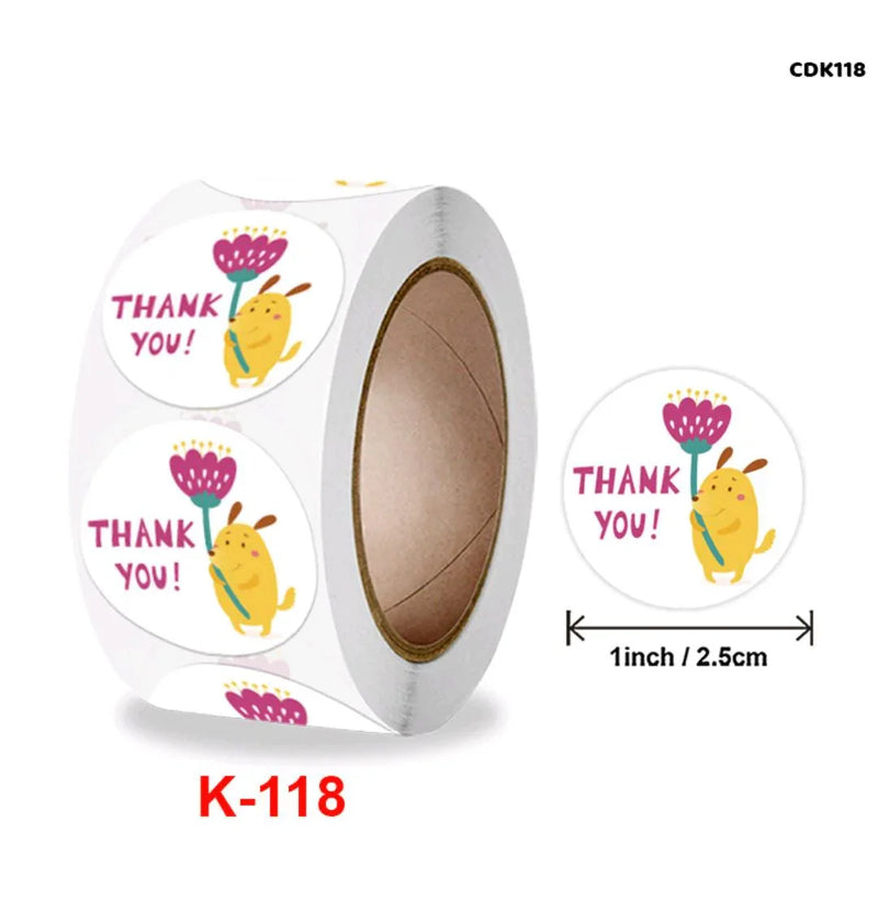 Thank you stickers & labels for Packaging (500 Sticker Roll of 1 Inch)