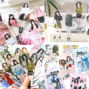 Adorable Girl Character Deco Stickers (10pc)