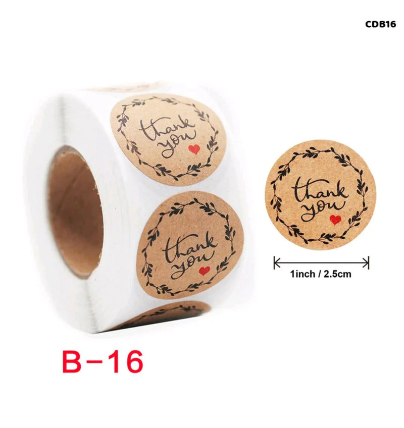 Thank you stickers & labels for Packaging (500 Sticker Roll of 1 Inch)