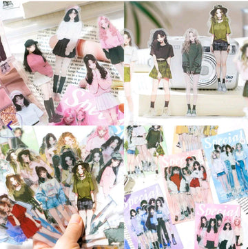 Playful Kawaii Girl Deco Stickers (10pc)