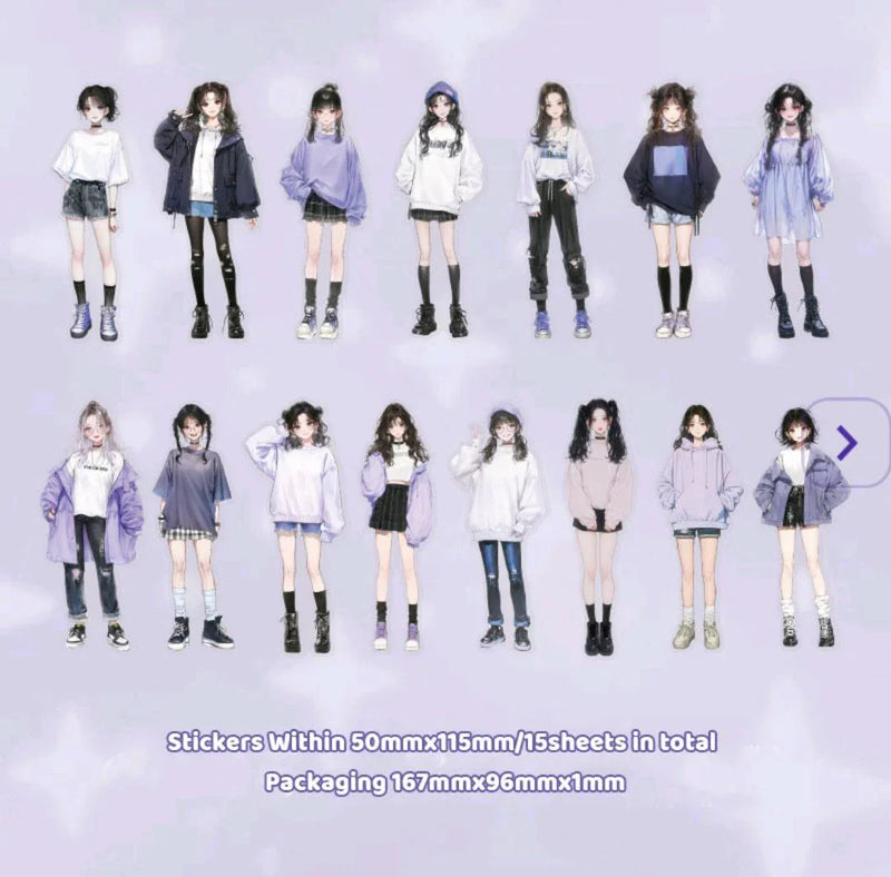 Playful Kawaii Girl Deco Stickers (10pc)