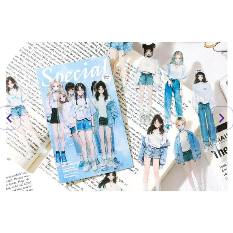 Charming Girl Character Deco Stickers (10pc)