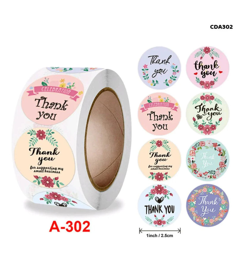 Thank you stickers & labels for Packaging (500 Sticker Roll of 1 Inch)