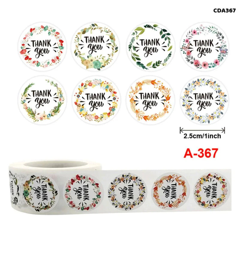 Thank you stickers & labels for Packaging (500 Sticker Roll of 1 Inch)