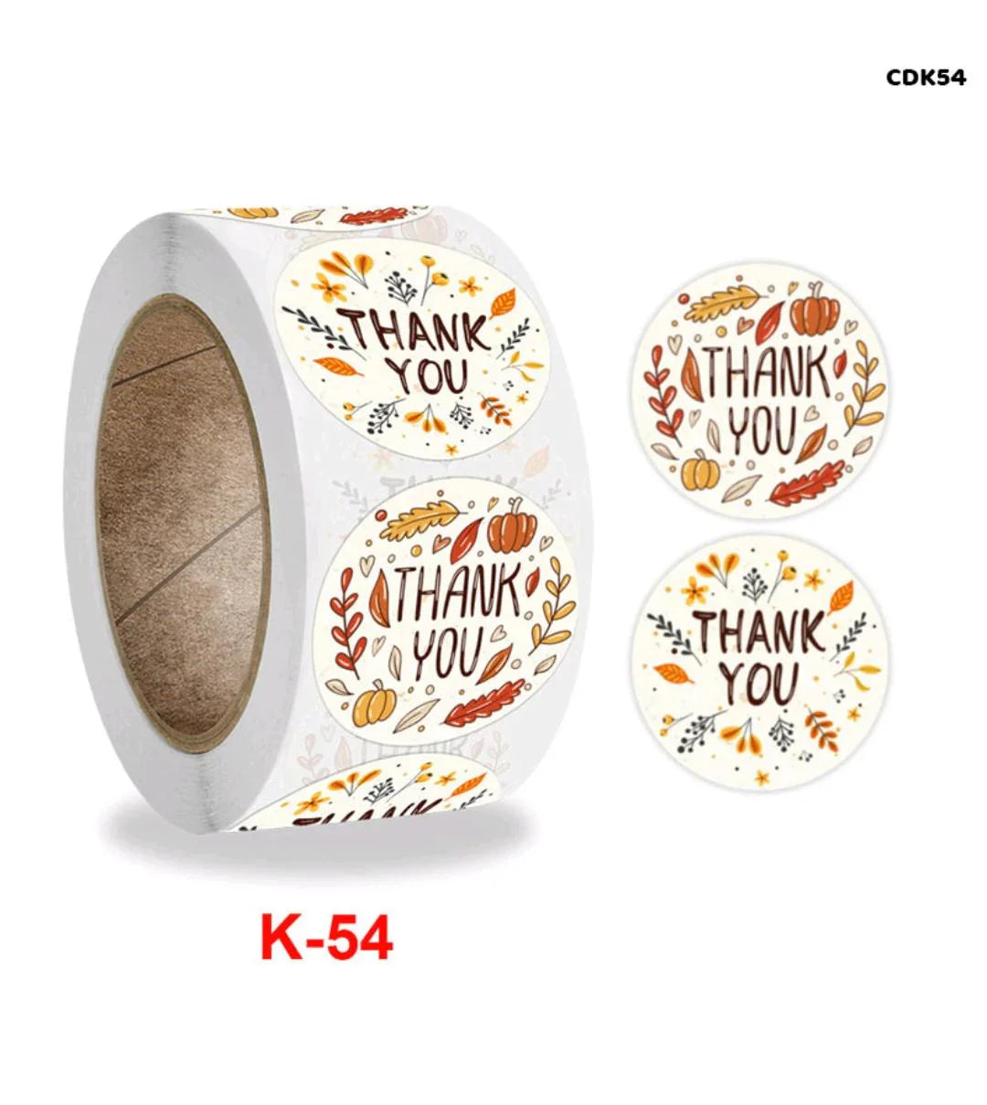Thank you stickers & labels for Packaging (500 Sticker Roll of 1 Inch) CDK54