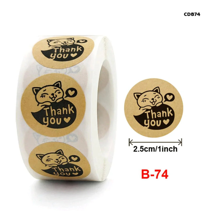 Thank you stickers & labels for Packaging (500 Sticker Roll of 1 Inch)