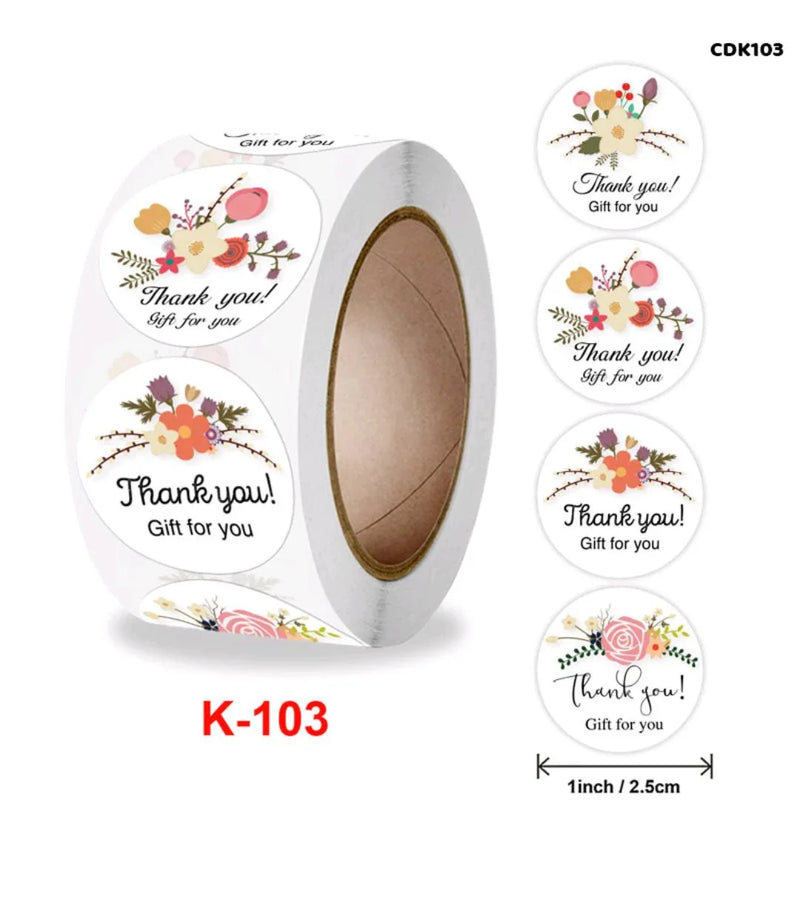 Thank you stickers & labels for Packaging (500 Sticker Roll of 1 Inch)