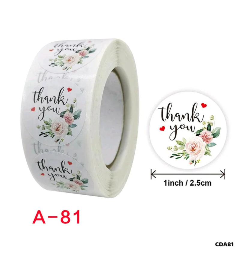 Thank you stickers & labels for Packaging (500 Sticker Roll of 1 Inch)