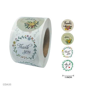 Thank you stickers & labels for Packaging (500 Sticker Roll of 1 Inch)
