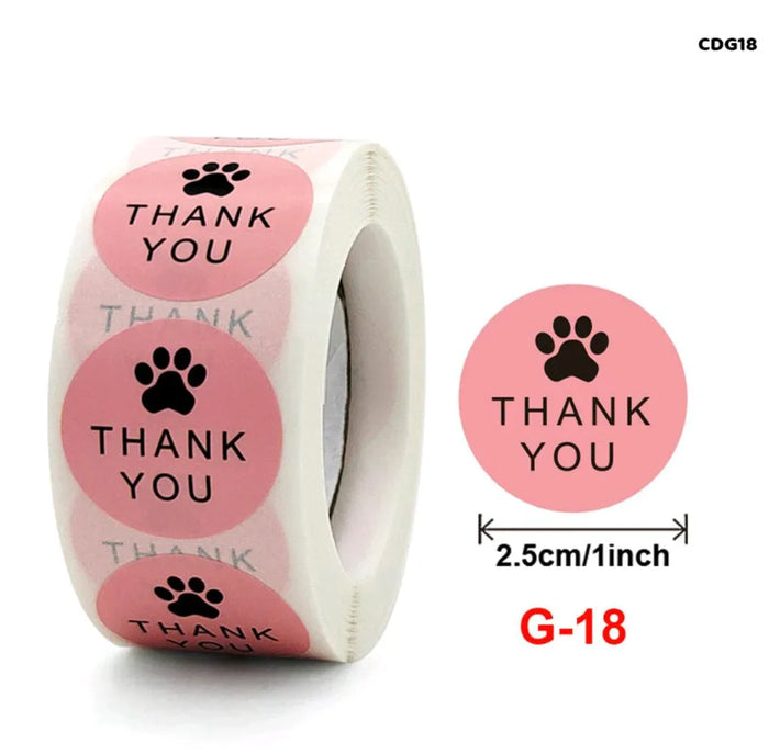 Thank you stickers & labels for Packaging (500 Sticker Roll of 1 Inch)