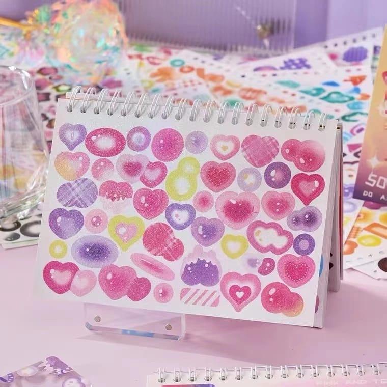 Cute Glitter journal sticker book I Pack of 50 sheets containing stationery stickers