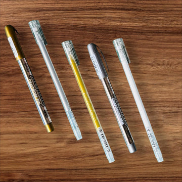 Combo Pack of 5 Pens (2 Acrylic Markers + 3 Gel Pens) - Sparkle & Write!
