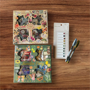 Combo Pack of Waterproof Sticker Power (200 pcs) + 2 Metallic Markers + Sticky Notes