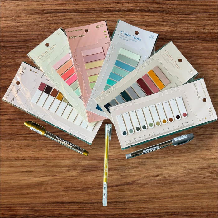 Combo Pack of 6 Sticky Notes (1200 Morandi Sheets) + 2 Metallic Markers & Gel Pen!