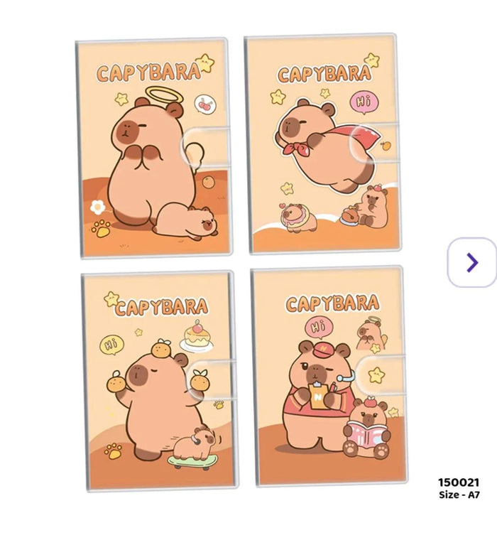 (Buy 1 Get 1 Free ) Cute Capybara A7 Diary l Ruled l Velcro lock l 10.5X7.5Cm