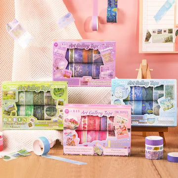 Premium Washi Tape – Art Gallery Collection | Pack of 12 Tapes (2m Each) | For Journaling & Scrapbooking