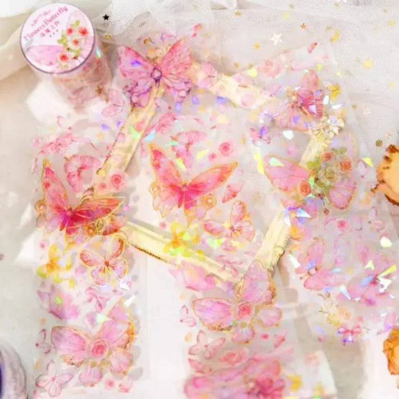 (Buy 1 Get 1 Free ) Pastel Butterfly washi tape l Pack of 1 roll l 6CMX1.2 meter long