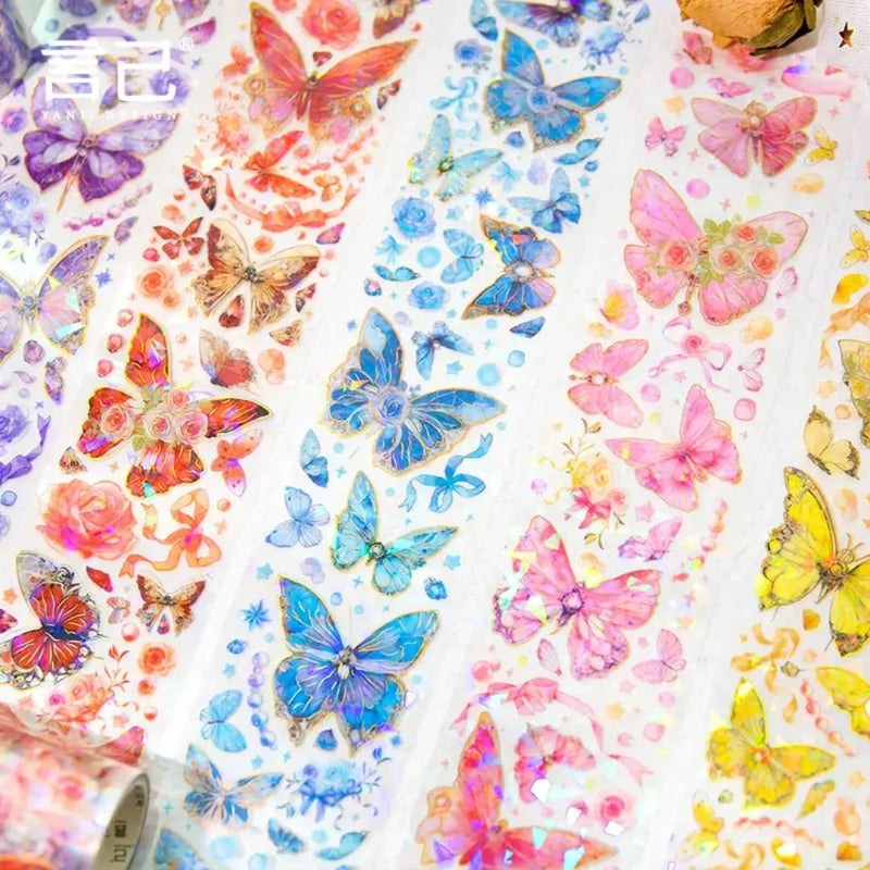 (Buy 1 Get 1 Free ) Pastel Butterfly washi tape l Pack of 1 roll l 6CMX1.2 meter long