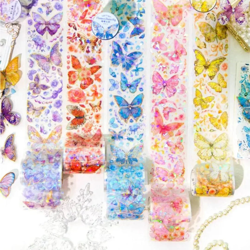 (Buy 1 Get 1 Free ) Pastel Butterfly washi tape l Pack of 1 roll l 6CMX1.2 meter long