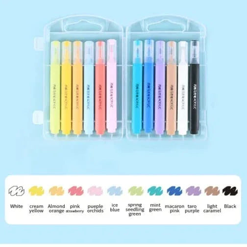 Pastel Acrylic Markers – Multi-Surface | For Canvas, Paper, Glass, Ceramic, Wood & Plastic | Journaling Highlighters