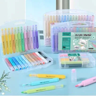 Pastel Acrylic Markers – Multi-Surface | For Canvas, Paper, Glass, Ceramic, Wood & Plastic | Journaling Highlighters