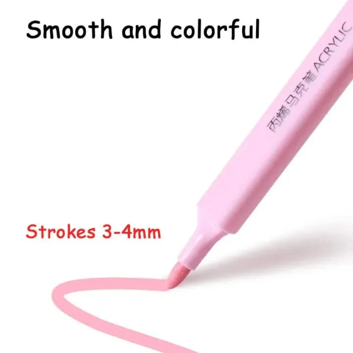 Pastel Acrylic Markers – Multi-Surface | For Canvas, Paper, Glass, Ceramic, Wood & Plastic | Journaling Highlighters