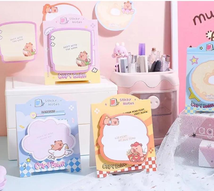 Buy 1 Get 1 FREE – Cute Capybara Sticky Notes (30 Sheets per Pack)
