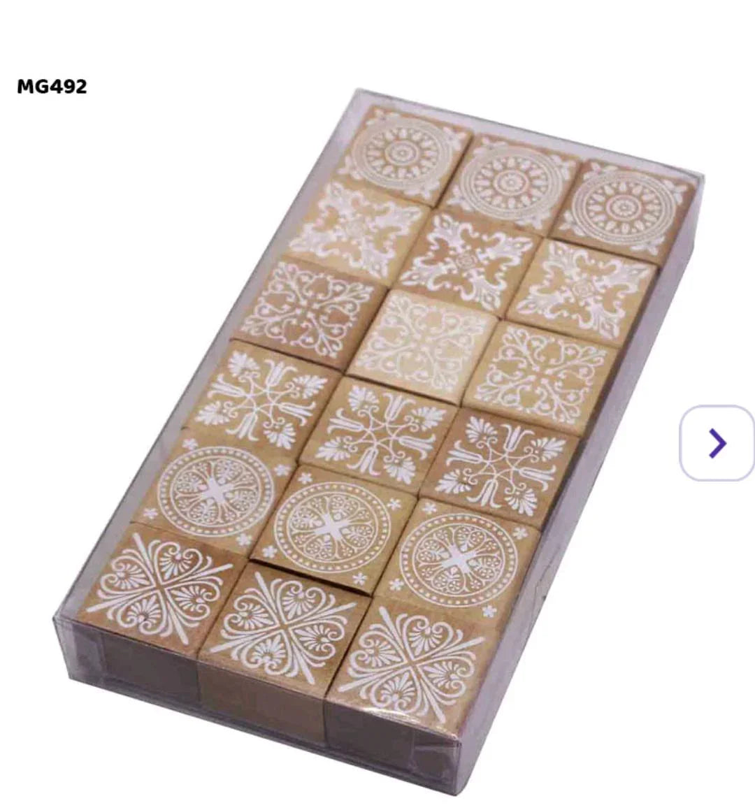 Wooden Stamp Square 18 Pcs (Wss)