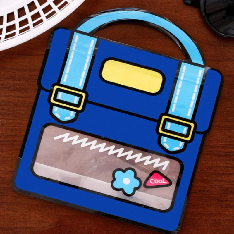 3D Pastel School Bag Ziplock – Transparent Bag | Pack of 1 l 17 x 17 CM