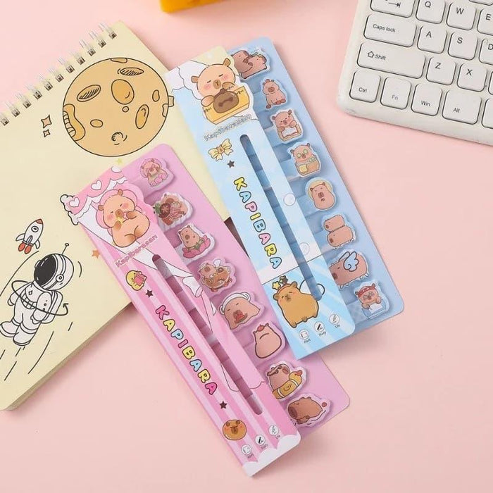 Cute Capybara Sticky Notes – Pack of 1 (8 Designs, 20 Sheets Each)