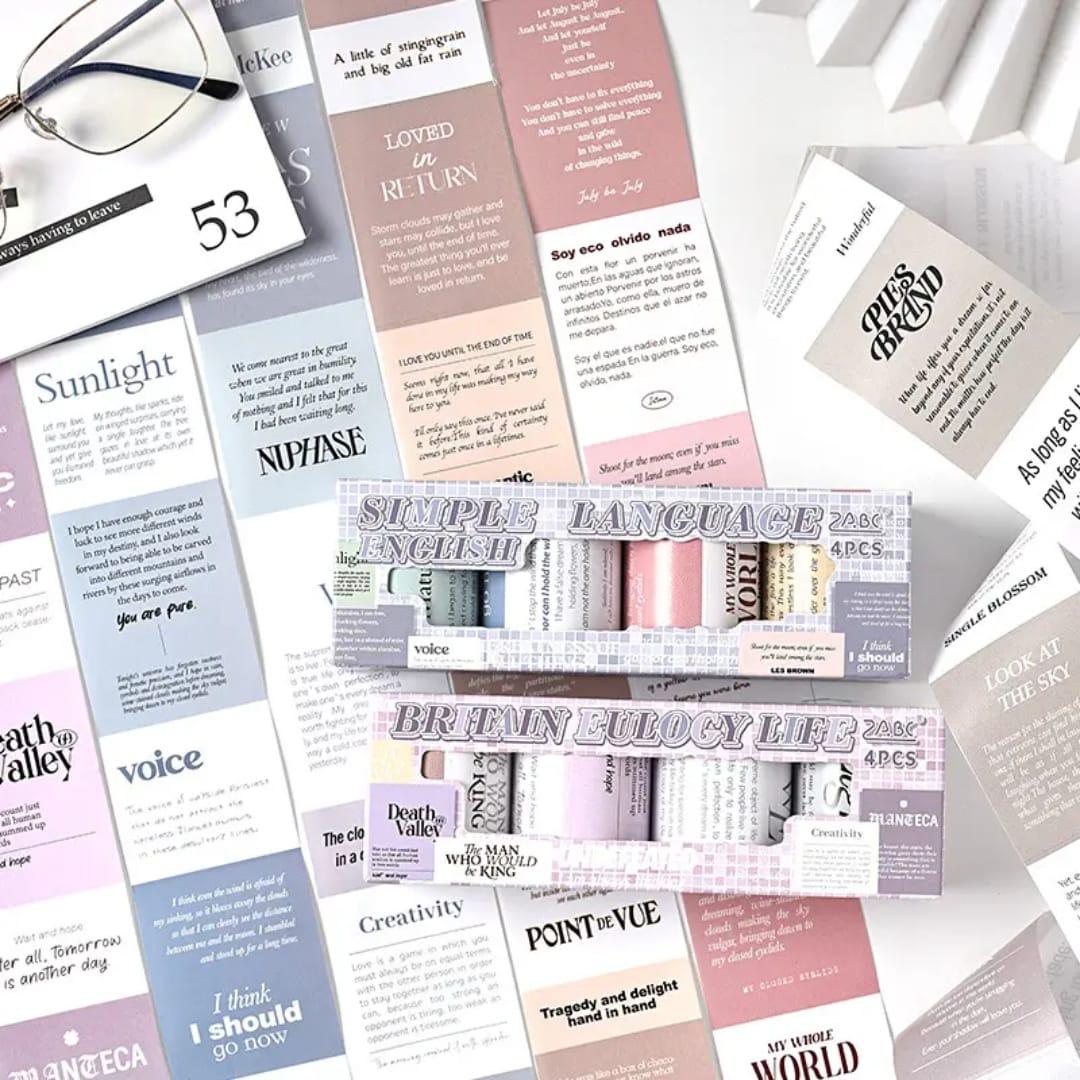 Premium English Quote Washi Tape – Pack of 4 Rolls (50mm x 2m)