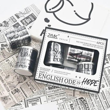 Premium Black Transparent Quote Washi Tape – Pack of 6 Rolls (50mm x 2m) l