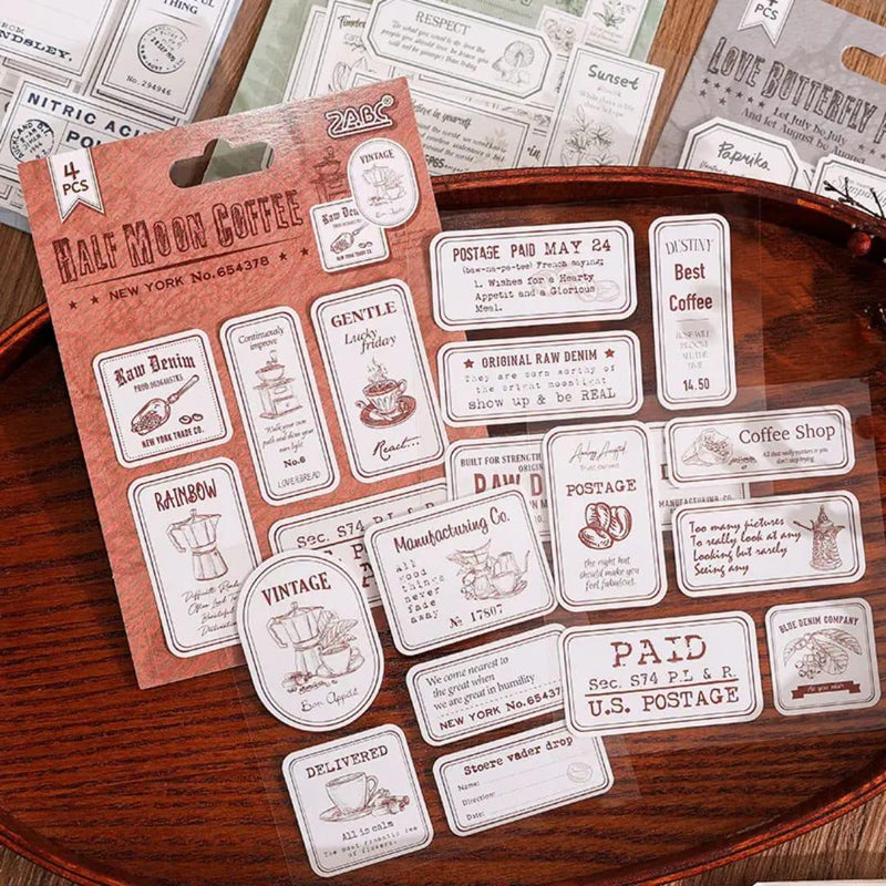 (Buy 1 get 1 free ) Premium Postage Stamp Stickers – Pack of 4 Sheets (90mm x 90mm) – Vintage-Style Stickers for Journaling & Scrapbooking